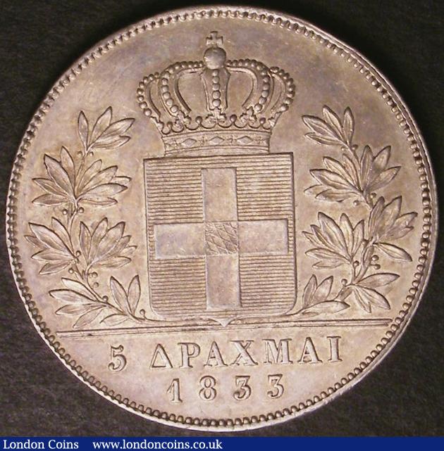 London Coins : A141 : Lot 713 : Greece 5 Drachma 1833 KM#20 GEF the obverse starting to tone