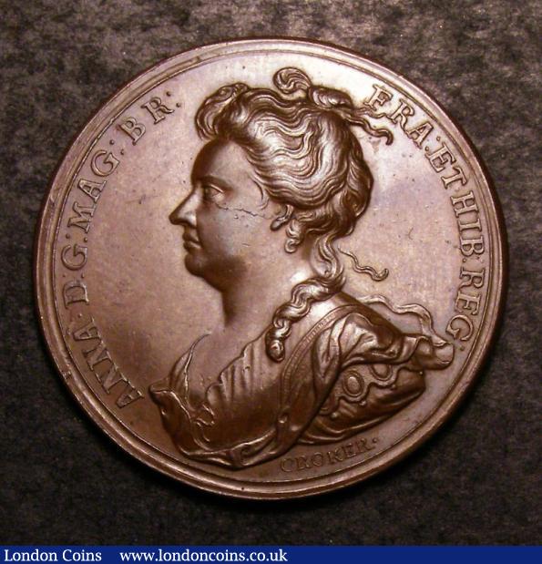 Barcelona Relieved 1706 by Croker, bronze, 35mm., obv. bust left, rev. city & harbour (Eimer 417). GVF. : Medals : Auction 142 : Lot 1168