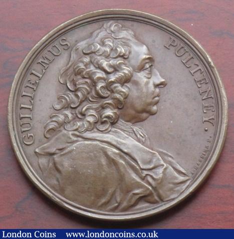 William Pulteney 1744, by J.A. Dassier, bronze, 55mm., obv. bust right, rev. COMES DE BATH MDCCXLIV within wreath. (Eimer 585). GVF. : Medals : Auction 142 : Lot 1232