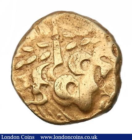 Stater Au. Gallo-Belgic. Ambiani C. C, 80-70 BC. Obv; Disintegrated head of Apollo. Rev; Disjointed horse right. VA 44. 6.55g. Scarce. Fine/NVF. : Ancient Coins : Auction 142 : Lot 1773