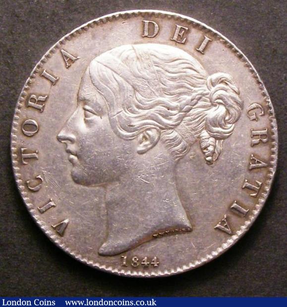Crown 1844 Unfinished Die Pattern ESC 338 the Queen's hair has a triangle-shape around the base of the hanging hair-curl About VF with some toning in the reverse legend : English Coins : Auction 142 : Lot 2018