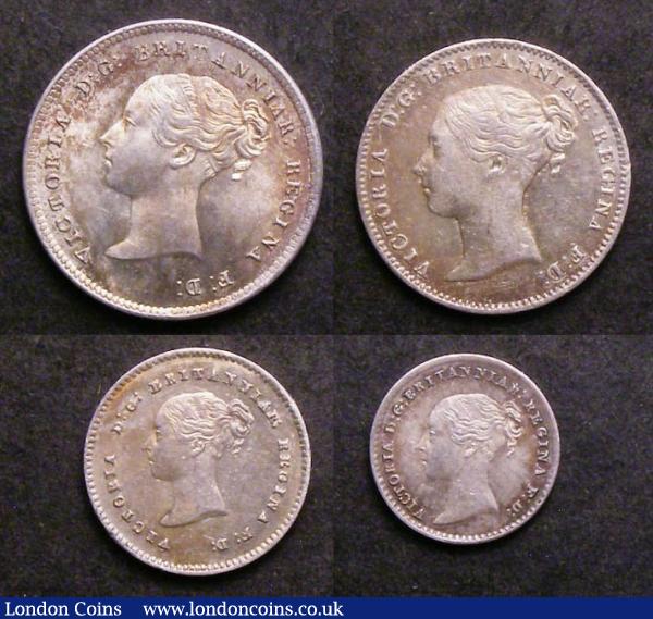 Maundy Set 1861 ESC 2472 an assembled set comprising Fourpence UNC toned, Threepence NVF, Twopence 6 over 1 EF the reverse with some hairlines, Penny GEF toned : English Coins : Auction 142 : Lot 2545
