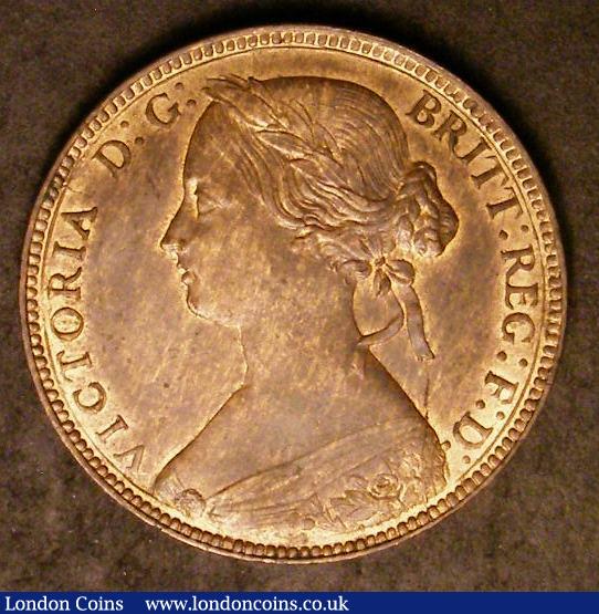 Penny 1860 Toothed Border Freeman 10 dies 2+D A/UNC with traces of lustre : English Coins : Auction 142 : Lot 2663