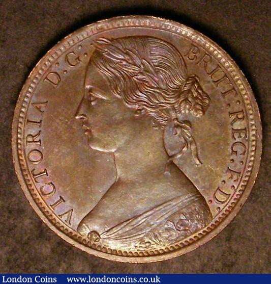 Penny 1870 Freeman 60 dies 6+G UNC or near so with blue tone, the reverse with minor cabinet friction : English Coins : Auction 142 : Lot 2682