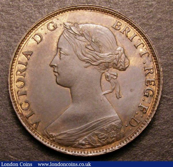 Halfpenny 1860 Toothed Border as Freeman 267 dies 4+C with the O in VICTORIA broken at the top and resembling a horseshoe shape CGS 65 : Certified Coins : Auction 142 : Lot 415