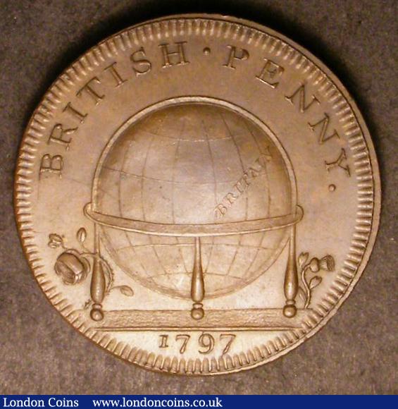 Penny 18th Century Middlesex 1797 Skidmores Globe series DH 124 Wanstaed House, Epping Forest UNC toned : Tokens : Auction 142 : Lot 1136