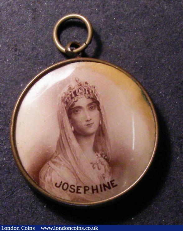 London Coins : A142 : Lot 1208 : Napoleon and Josephine double sided locket, in brass mount, 24mm wide, with photochom po...