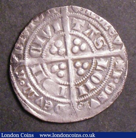 Groat Edward III Fourth Coinage series E S.1567 mintmark Cross 2, with nick in right limb of V, Near VF : Hammered Coins : Auction 142 : Lot 1812