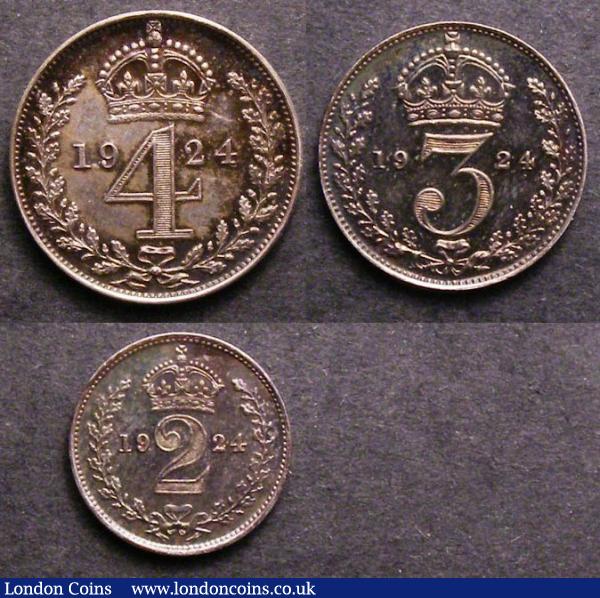 Maundy a 3-part set 1924 Fourpence, Threepence and Twopence UNC with a matching deep tone : English Coins : Auction 142 : Lot 2529