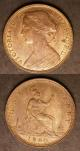 London Coins : A142 : Lot 2583 : Pennies (2) 1860 Toothed Border Freeman 10 dies 2+D A/UNC with a couple of small spots, 1862 Fre...