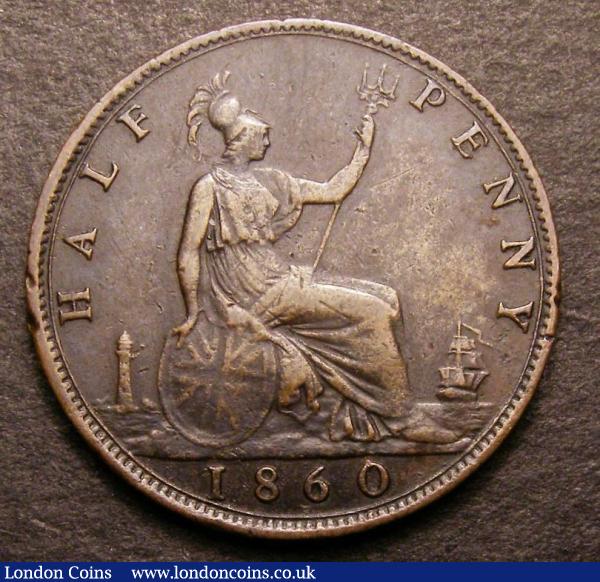 Halfpenny 1860 Toothed Border Freeman dies 7+C, as seems to be the case with all obverse 7 coins of 1860 previously seen by the cataloguer and vendor, unrecorded by Freeman (Freeman records 7+D) and presumably rarer than the R17 stated by Freeman for the 7+D coin CGS 15 : Certified Coins : Auction 142 : Lot 420