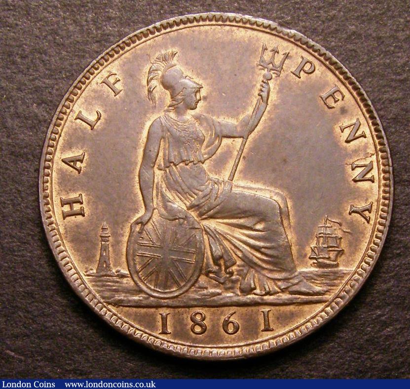 London Coins : A142 : Lot 429 : Halfpenny 1861 Freeman 273 dies 4+G, CGS 75 we note there was no example in the Nicholson collec...