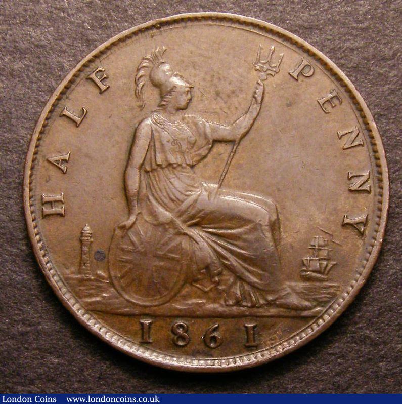 London Coins : A142 : Lot 435 : Halfpenny 1861 Freeman 278 dies 7+D rated R16 by Freeman CGS 45, we note there was no example in...