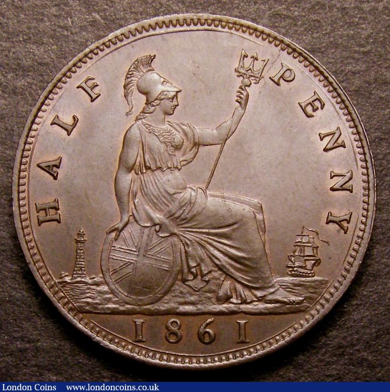 London Coins : A142 : Lot 437 : Halfpenny 1861 Freeman 279 dies 7+F CGS 82, Rated R12 by Freeman, Ex-Baldwins Auction 69 May...