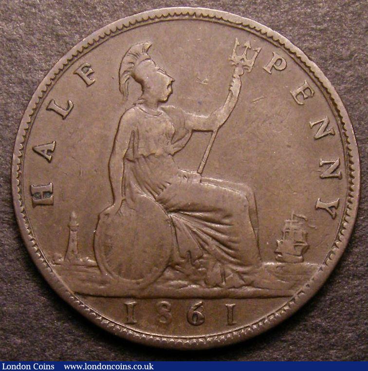 London Coins : A142 : Lot 439 : Halfpenny 1861 Freeman 282A 6 over 8 in date rated R17 by Freeman, almost certainly rarer, w...