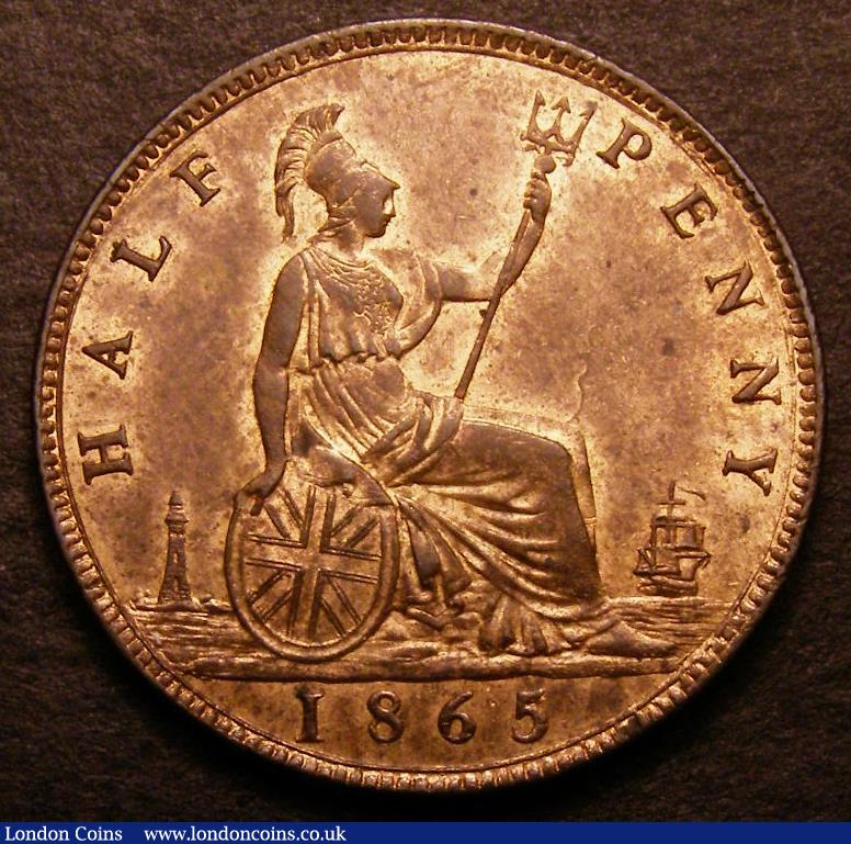 London Coins : A142 : Lot 451 : Halfpenny 1865 5 over 3 Freeman 297 dies 7+G CGS 78, Ex-DNW Auction 79 September 2008 Lot 4026