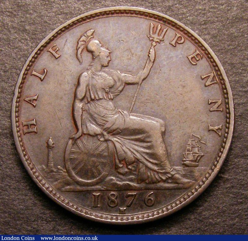 London Coins : A142 : Lot 484 : Halfpenny 1876H Freeman 328 dies 14+K* rated R15 by Freeman, CGS 35 Very Rare, the first exa...