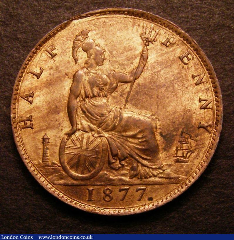 London Coins : A142 : Lot 487 : Halfpenny 1877 Freeman 330 dies 13+J CGS 75, Very Rare in high grade, we note there was no e...