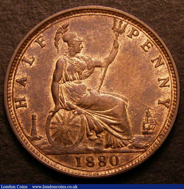 London Coins : A142 : Lot 499 : Halfpenny 1880 Freeman 341A dies 15*+P rated R12 by Freeman, certainly rarer in this high grade ...