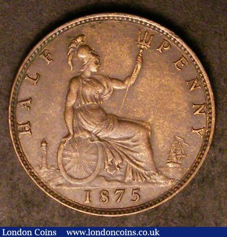 London Coins : A142 : Lot 538 : Halfpenny 1875 Freeman 322A dies 13+J VF or better with some surface marks on the portrait, rate...