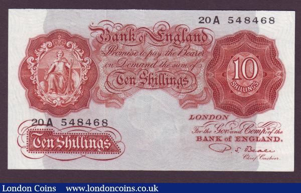 Ten shillings Beale B267 issued 1950 replacement series 20A 548468, cleaned & pressed VF but looks better : English Banknotes : Auction 143 : Lot 51