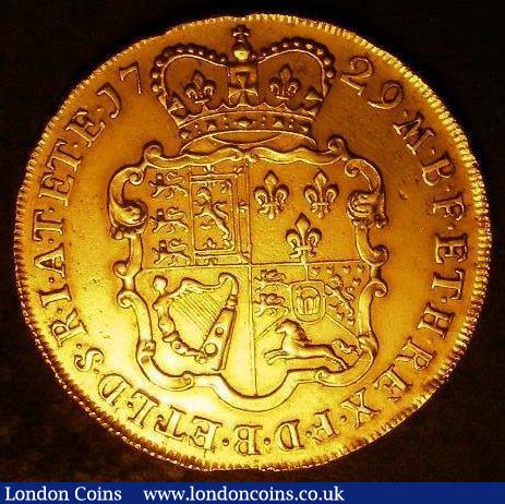 London Coins : A143 : Lot 1750 : Five Guineas 1729 S. Bright VF with some surface marks and a thin scratch above the portrait