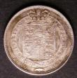London Coins : A143 : Lot 2245 : Shilling 1825 Shield in Garter ESC 1253 UNC attractively toned with minor cabinet friction