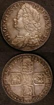 London Coins : A143 : Lot 2303 : Shillings (2) 1723 SSC First Bust ESC 1176 Fine, 1758 ESC 1213 EF with golden tone