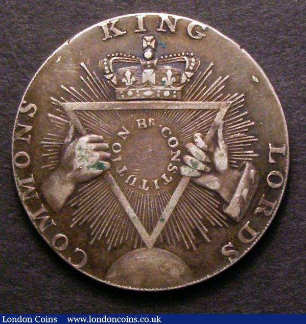 London Coins : A143 : Lot 690 : Halfpenny Middlesex 1795 Davidsons DH294c struck in silver, cross does not touch IN of KING, edge pl...