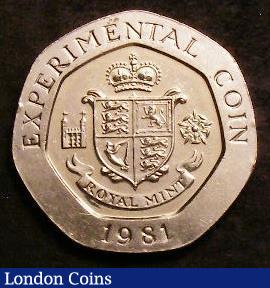 London Coins : A143 : Lot 813 : Royal Mint Trial for 25 Pence, seven sided EXPERIMENTAL COIN 1981 around coat of arms ROYAL MINT ben...