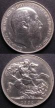 London Coins : A143 : Lot 1699 : Crowns (2) 1902 ESC 361 A/UNC with light contact marks, 1902 Matt Proof ESC 362 Bright EF