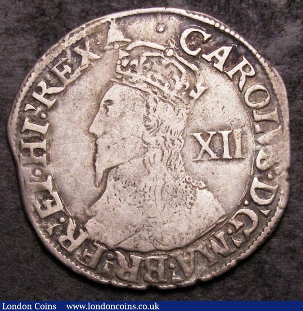 Shilling Charles I Group D, Fourth Bust, type 3a, no inner circles, S.2791 mintmark Bell VG/Fine, come with old ticket June 1962 6/- : Hammered Coins : Auction 144 : Lot 1216