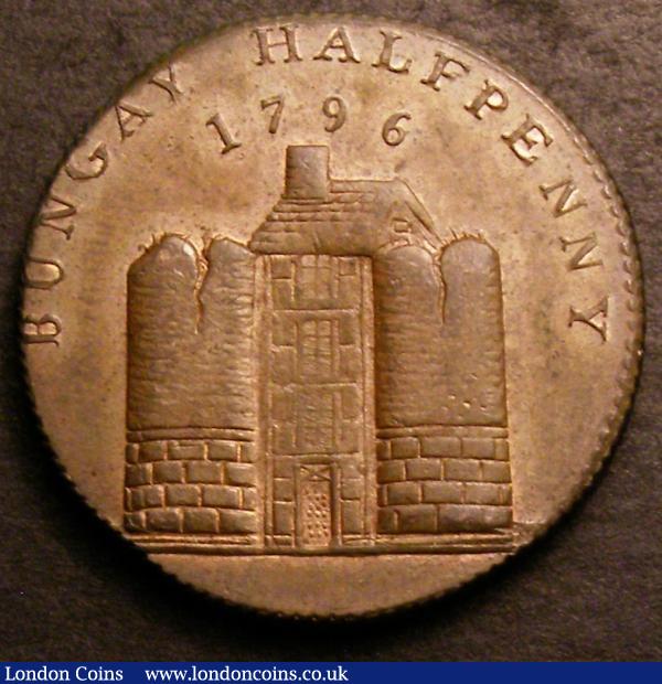 Halfpenny 18th Century Suffolk Bungay Castle 1796 DH 2 A/UNC with traces of lustre, the obverse with signs of die rust : Tokens : Auction 144 : Lot 926