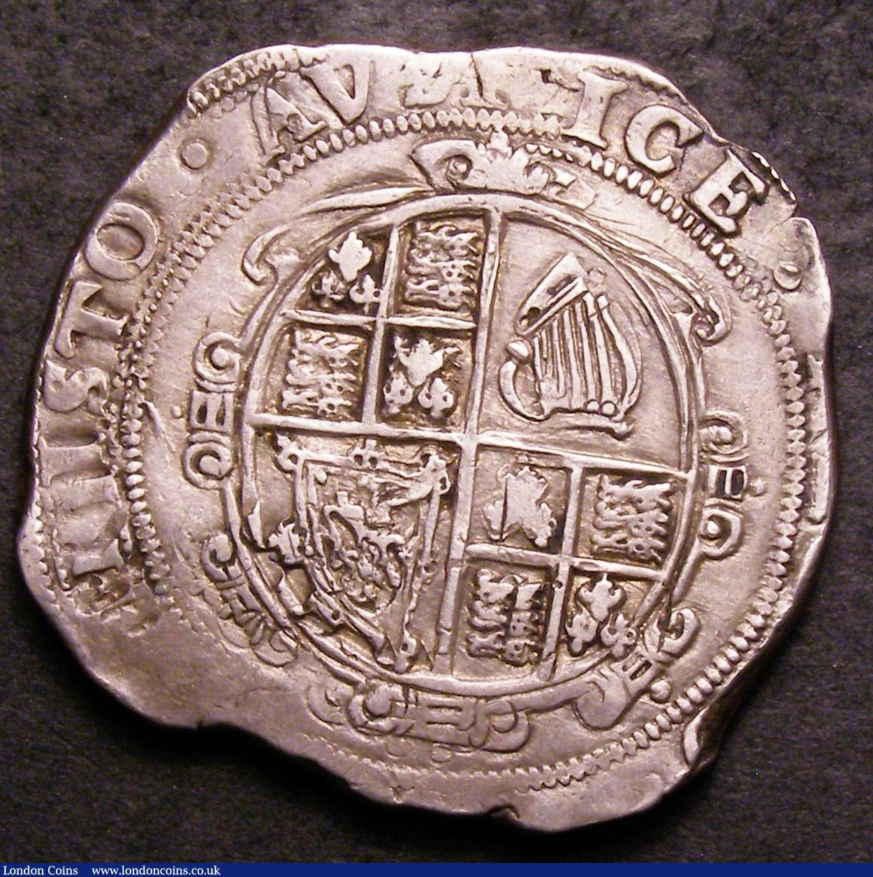 London Coins : A144 : Lot 1145 : Halfcrown Charles I under Parliament, no ground, cruder workmanship, S.2778 mintmark ( R ) Good Fine...