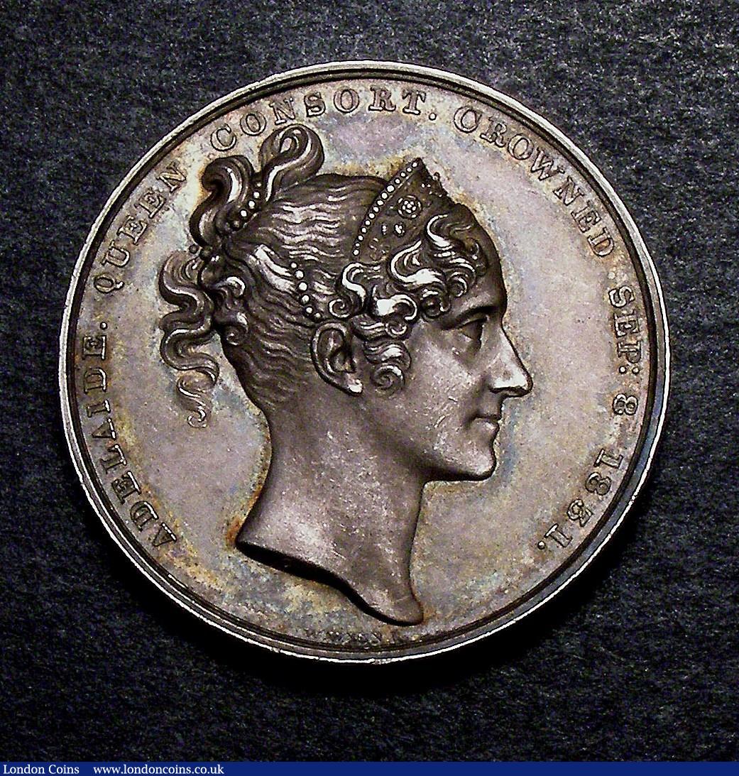 London Coins : A144 : Lot 998 : William IV Coronation 1831 Official Royal Mint issue, by W.Wyon, silver, 33mm, rev bust of Queen Ade...