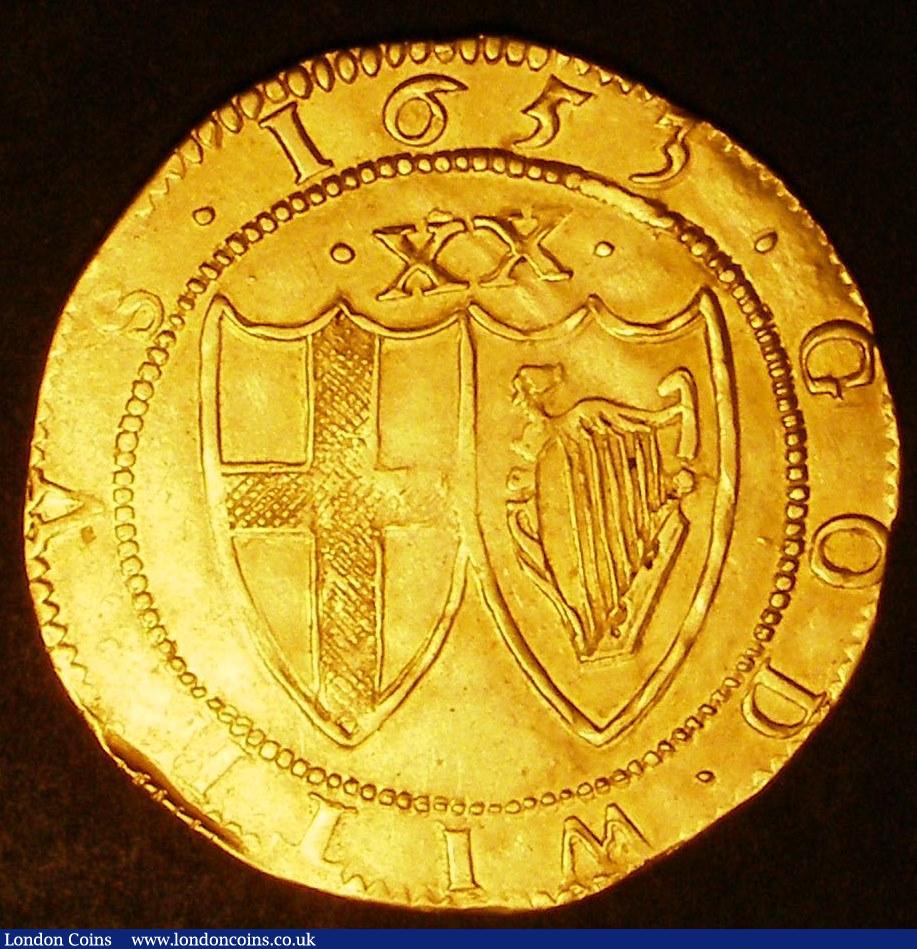 London Coins : A145 : Lot 1310 : Unite Commonwealth 1653 S.3208 mintmark Sun About VF with signs of old creasing 