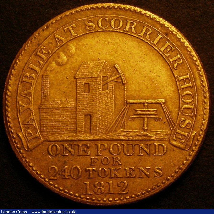 London Coins : A145 : Lot 995 : Penny 19th Century Cornwall 1812 Scorrier House Davis 25a in gilt copper GVF, Rare, Ex-Seaby May 196...