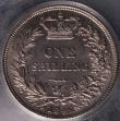 London Coins : A145 : Lot 2047 : Shilling 1842 ESC 1288 Choice UNC with slight toning, slabbed and graded CGS 85