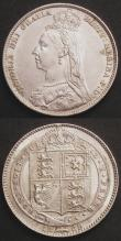 London Coins : A145 : Lot 2087 : Shillings (2) 1883 ESC 1342 NEF, 1889 Large Jubilee Head ESC 1357 EF
