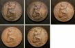 London Coins : A145 : Lot 2638 : Pennies (5) 1844 EF/NEF, 1846 Far Colon GVF, 1851 DEF Far Colon GVF, 1853 Ornamental Trident, Colon ...