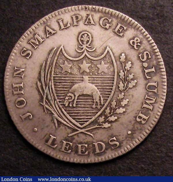 Shilling 19th Century Yorkshire, Leeds  1811 John Smalpage and S.Lumb Drapers W.18/30 Fine with some deposit on the reverse, this possibly removable : Tokens : Auction 146 : Lot 1804
