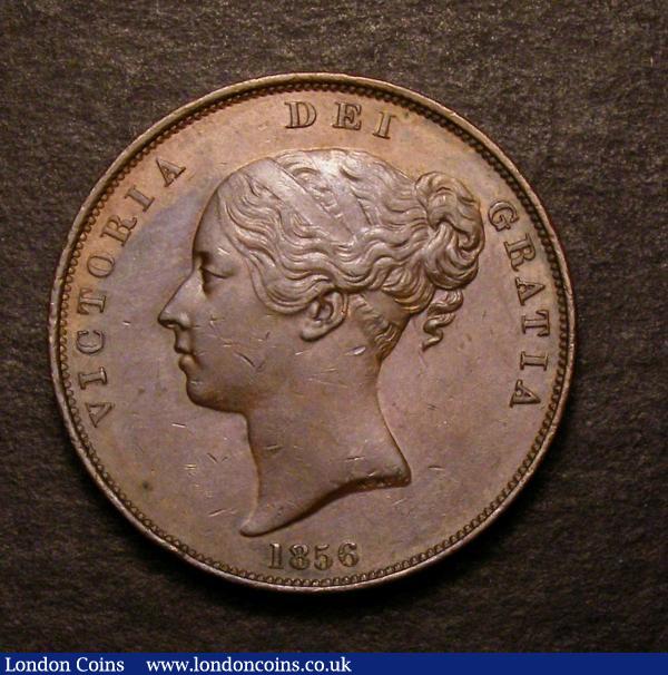 Penny 1856 Plain Trident Peck 1510 NEF with some light contact marks and darker toning areas, Rare, Ex-Thomas (Gwent) £37.40 : English Coins : Auction 146 : Lot 2654