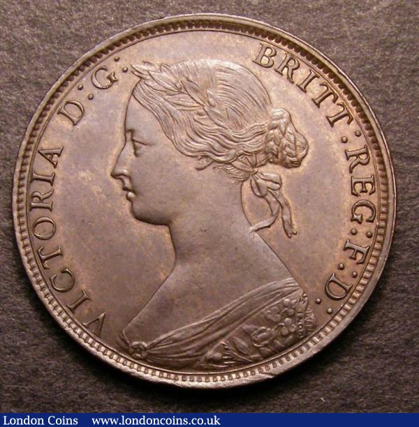 Halfpenny 1871  an unlisted type by Freeman this coin as Freeman dies 7+G but with 15 1/2 teeth date spacing, chocolate Unc rare this and graded 75 by CGS and in their holder UIN 28078 : English Coins : Auction 146 : Lot 3229
