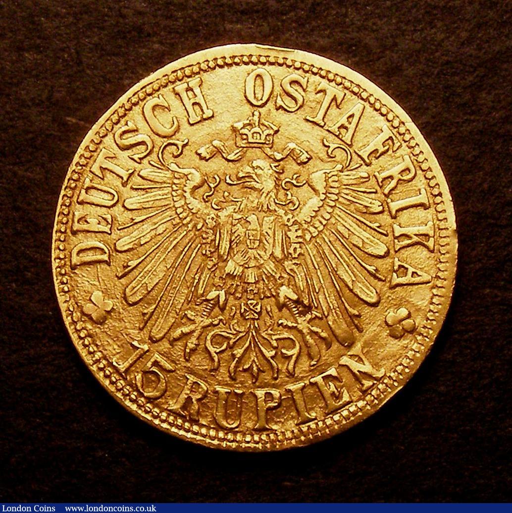 London Coins : A146 : Lot 1165 : German East Africa 15 Rupien 1916T KM#16.2 right Arabesque ends below first A of OSTAFRIKA, VF, rare...