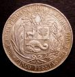 London Coins : A146 : Lot 1324 : Peru 5 Pesetas 1880 with dot after B below wreath KM#201.2 EF