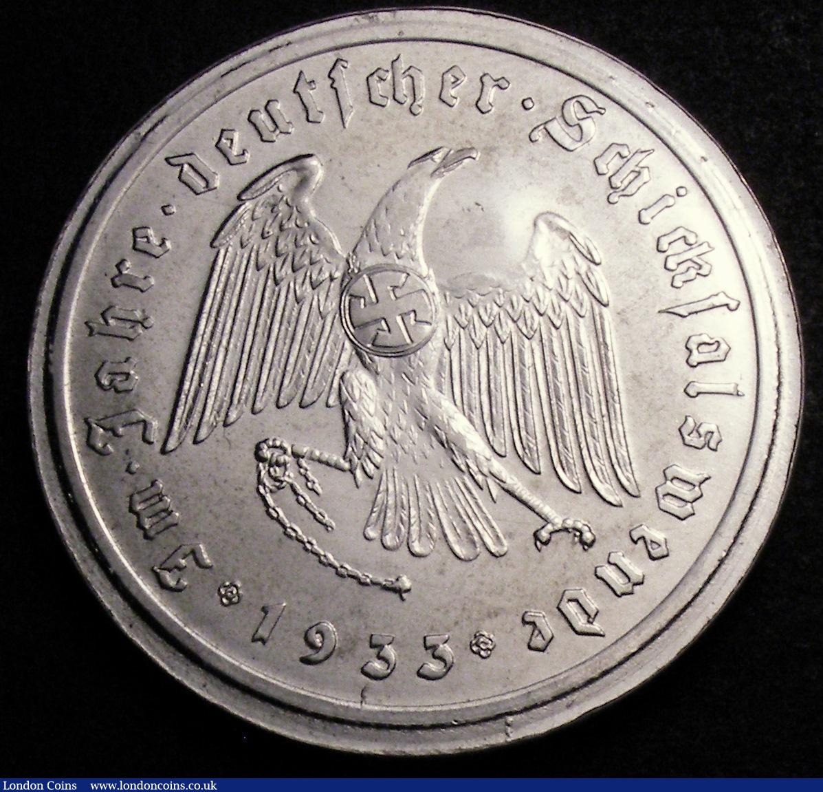 London Coins : A146 : Lot 1861 : Germany - Adolf Hitler 1933-1934 Obverse Portrait left, Hitler's Dank, Reverse Eagle 39mm diame...