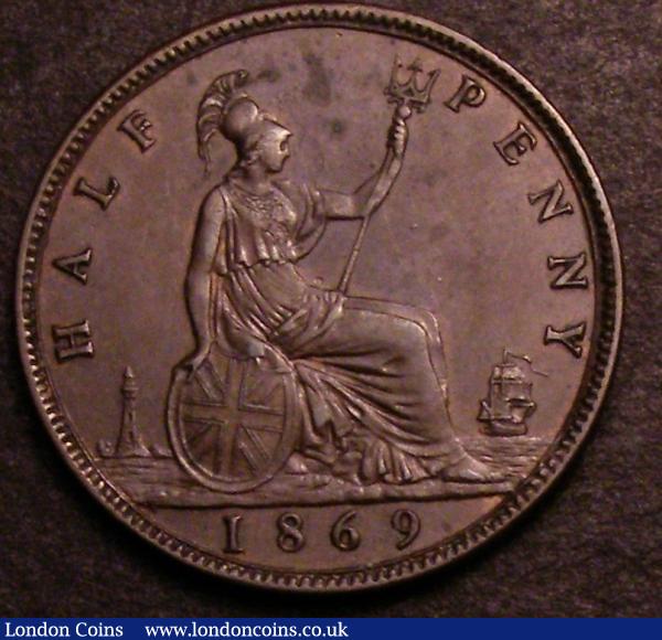 Halfpenny 1869 Freeman 306 dies 7+G EF/NEF toned with a light striking flaw in the reverse field : English Coins : Auction 146 : Lot 2319
