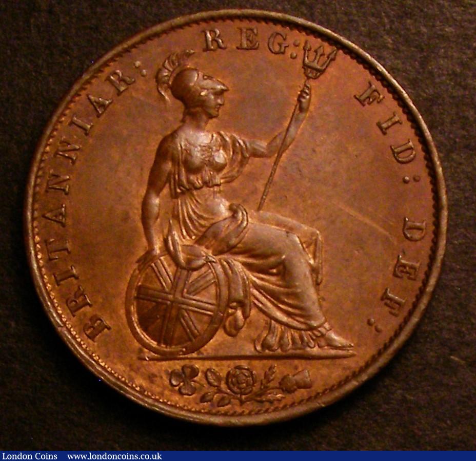 London Coins : A146 : Lot 2556 : Halfpenny 1853 Close date covering 10 rim teeth Peck 1539 GEF and lustrous with a small spot on the ...