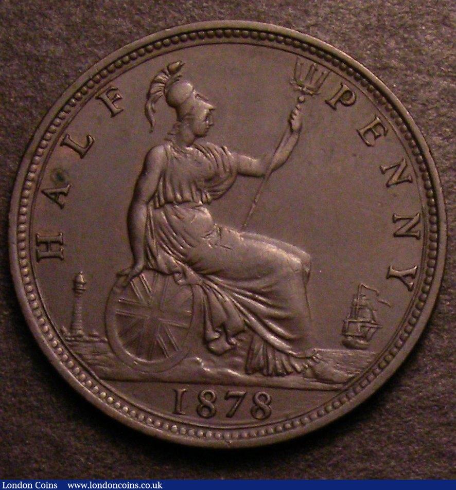 London Coins : A146 : Lot 2604 : Halfpenny 1878 Freeman 337 dies 15+O VF with a spot by the A of HALF, Rare
