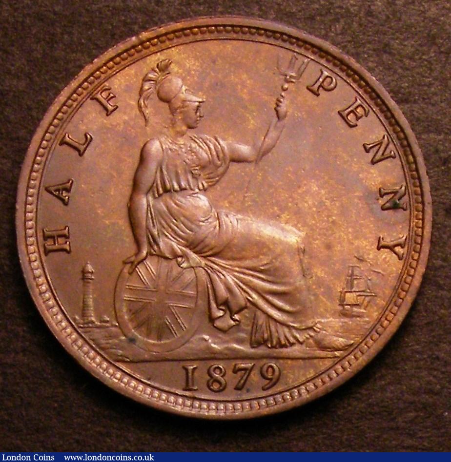 London Coins : A146 : Lot 2605 : Halfpenny 1879 Freeman 339 dies 15+O AU/GEF with a few small spots, Ex-Croydon Coin Auction £2...